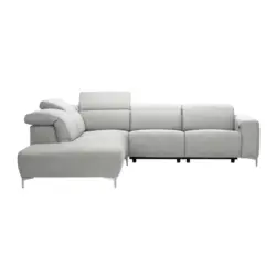 Ecksofa in Flachgewebe Hellgrau