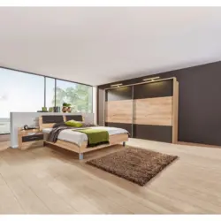 Schlafzimmer 180/200 cm in Eichefarben, Dunkelbraun