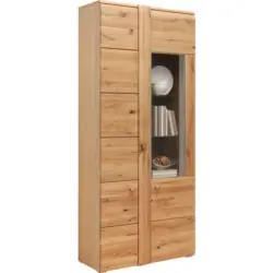 Vitrine in furniert, massiv Eiche Eichefarben, Dunkelbraun