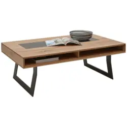 Couchtisch in Holz, Metall, Glas 125/75/43 cm