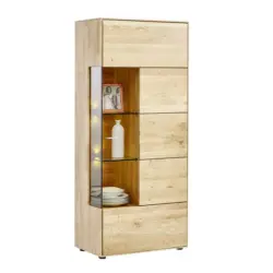 Vitrine in massiv Wildeiche Eichefarben