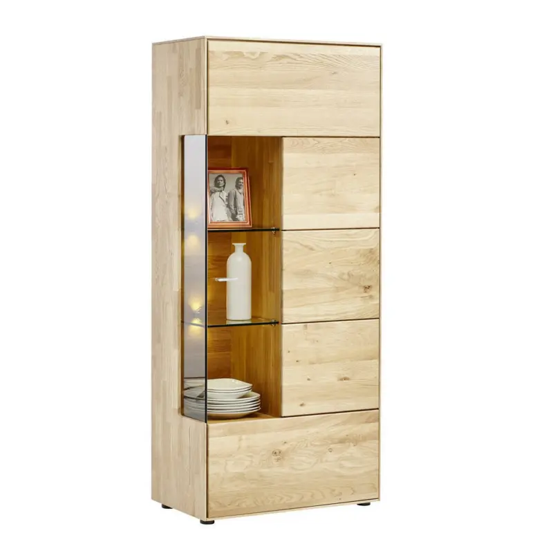 Vitrine in massiv Wildeiche Eichefarben