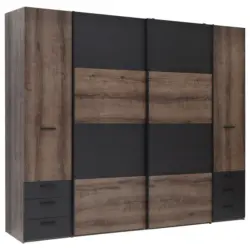Kleiderschrank in Schwarz, Eichefarben