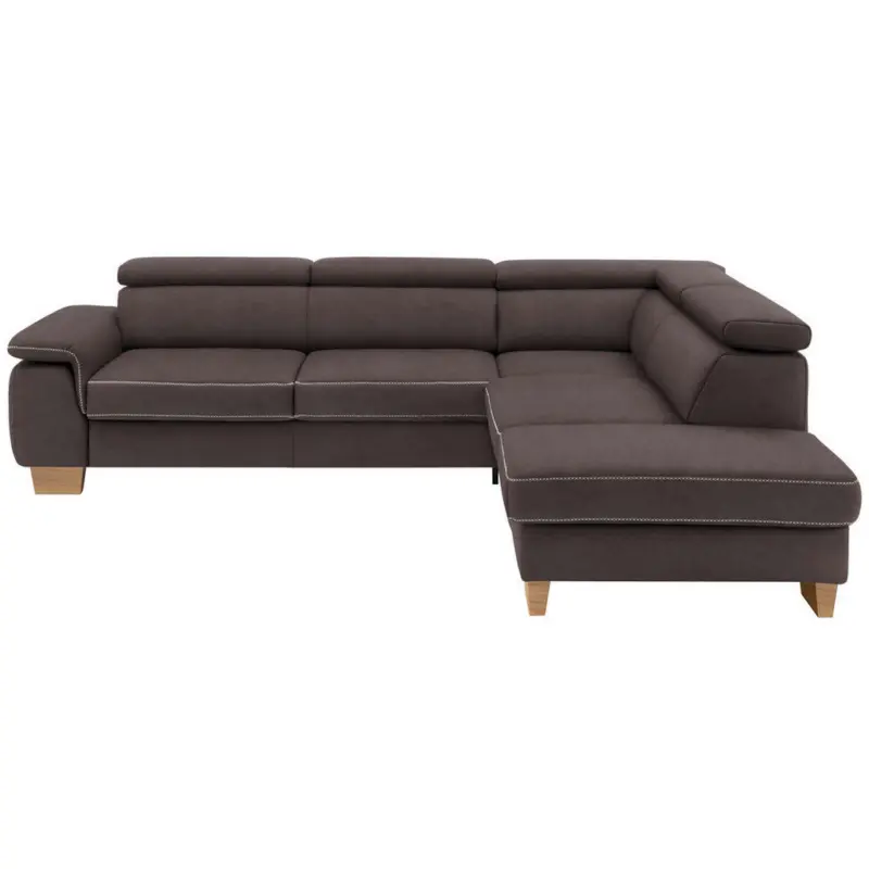 Ecksofa in Mikrofaser Dunkelbraun