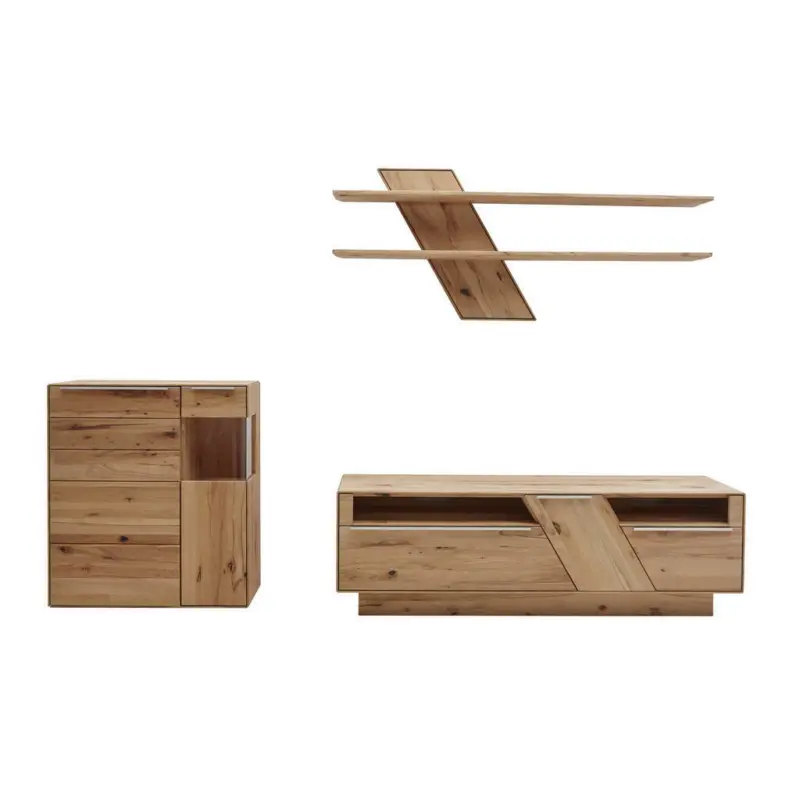 Wohnwand 304/200/53,7 cm in Buchefarben