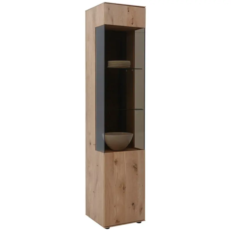 Vitrine in vollmassiv Kerneiche Eichefarben