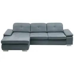 Ecksofa in Echtleder Grau