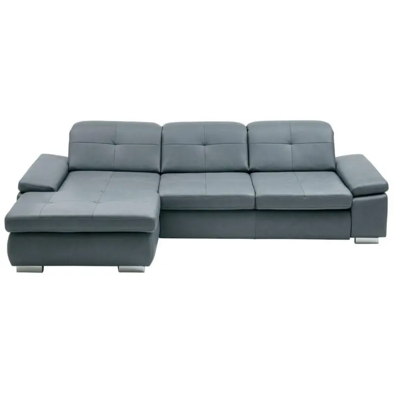 Ecksofa in Echtleder Grau