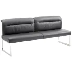 Sitzbank 203/90/74 cm in Schwarz, Edelstahlfarben