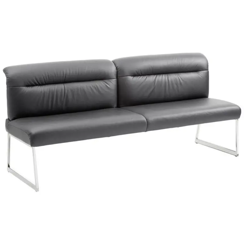 Sitzbank 203/90/74 cm in Schwarz, Edelstahlfarben