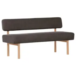 Sitzbank in Holz, Textil Dunkelbraun