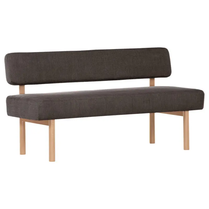 Sitzbank in Holz, Textil Dunkelbraun