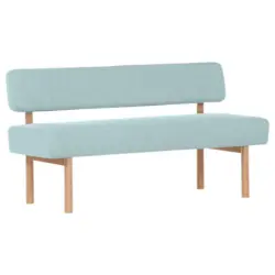 Sitzbank in Holz, Textil Hellblau