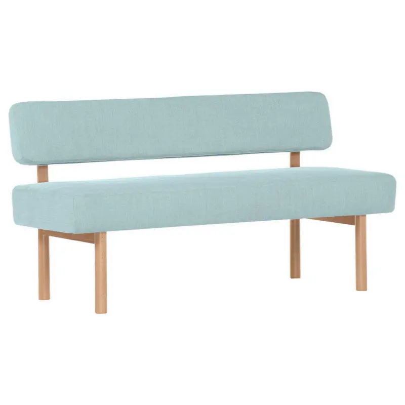 Sitzbank in Holz, Textil Hellblau
