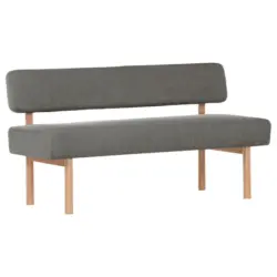 Sitzbank in Holz, Textil Hellgrau