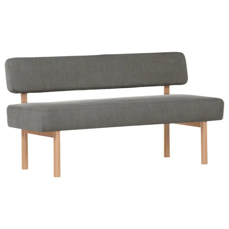 Sitzbank in Holz, Textil Hellgrau
