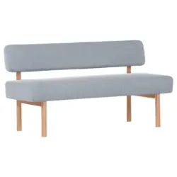 Polsterbank in Holz, Textil Hellgrau