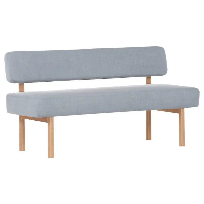 Polsterbank in Holz, Textil Hellgrau