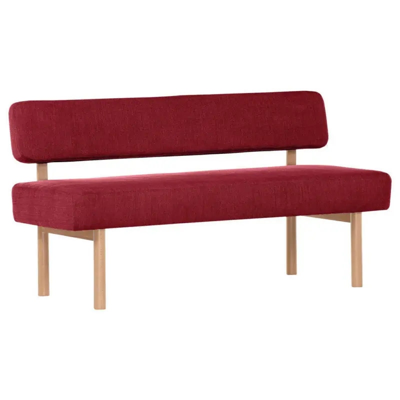 Sitzbank in Holz, Textil Rot