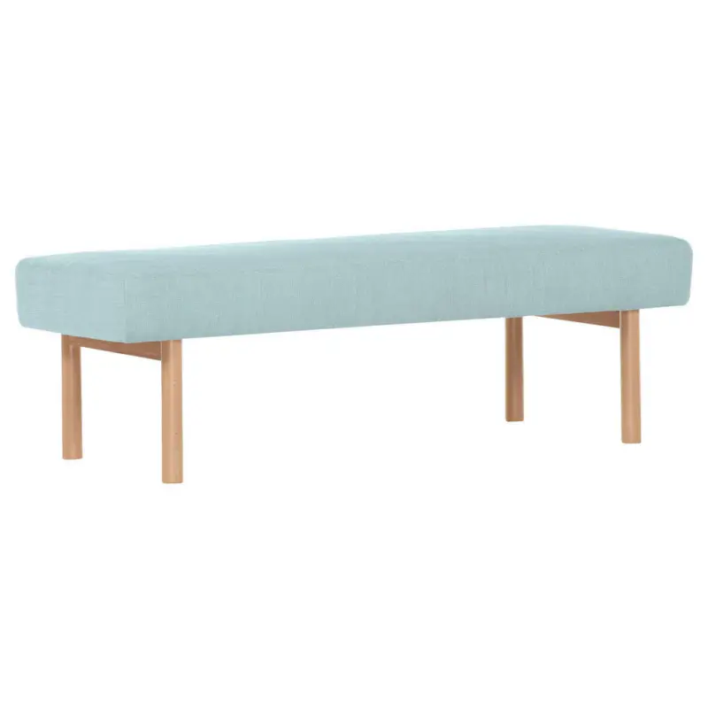 Hockerbank in Holz, Textil Hellblau
