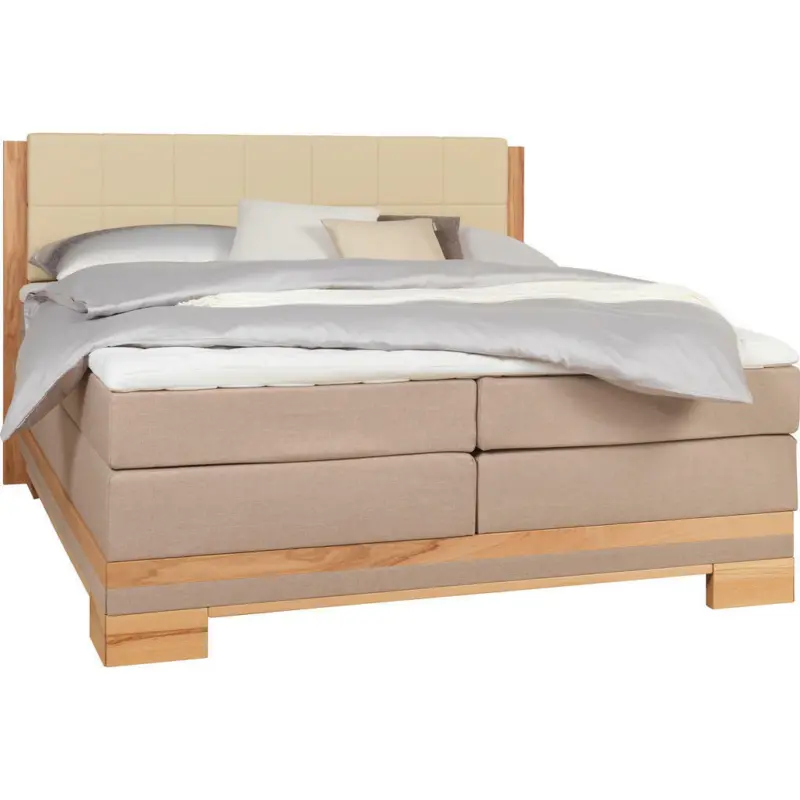 Boxspringbett 180/200 cm in Buchefarben, Beige