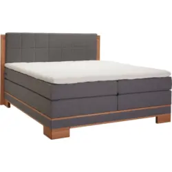 Boxspringbett 140/200 cm in Grau, Buchefarben