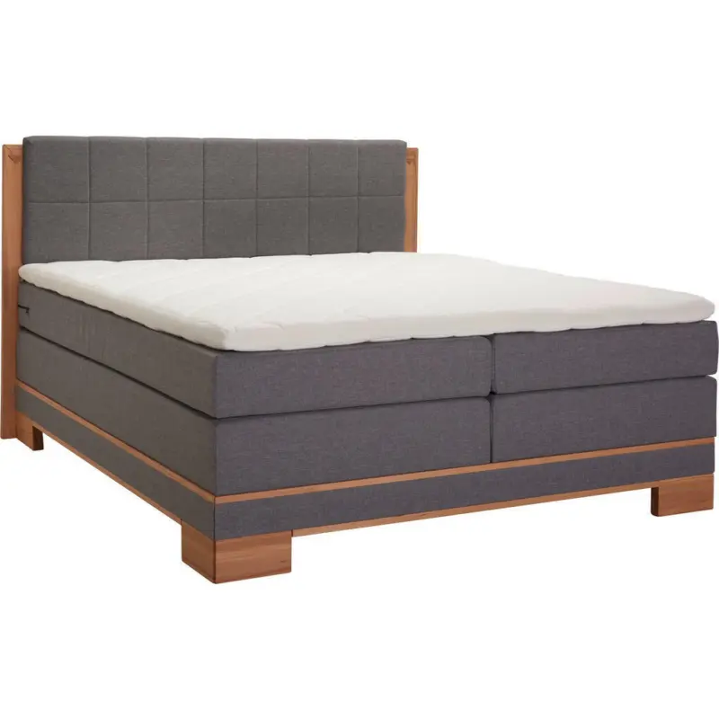 Boxspringbett 140/200 cm in Grau, Buchefarben