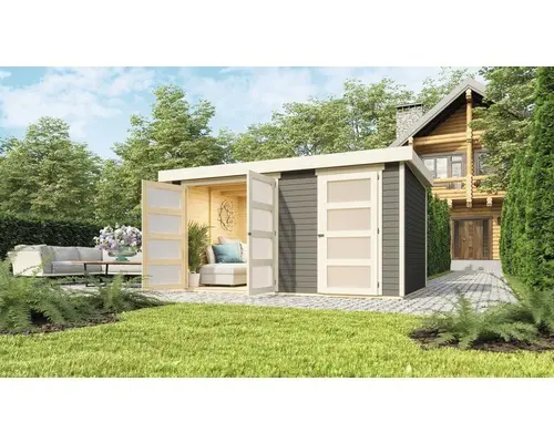 Gartenhaus Karibu Elmar 2 400x268 cm terragrau