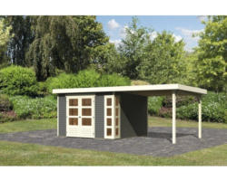 Gartenhaus Karibu Naomi 6 inkl. Anbaudach 2,8 m 557x298 cm terragrau