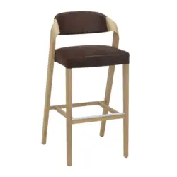 Barhocker in Holz, Textil Braun, Eichefarben