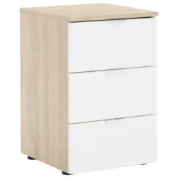 Nachtk&auml;stchen in Wei&szlig;, Sonoma Eiche