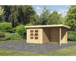 Gartenhaus Karibu Landau 2 inkl. Anbau 2,35 m, Rückwand 475 x 198,5 cm natur