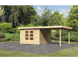 Gartenhaus Karibu Kodiak 6 inkl. Anbaudach 2,8 m 557x298 cm natur