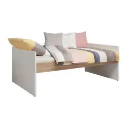 Bett 90/200 cm in Weiß, Eichefarben