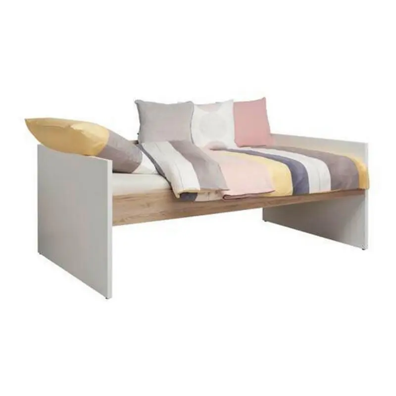 Bett 90/200 cm in Weiß, Eichefarben