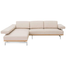 Ecksofa in Echtleder Beige