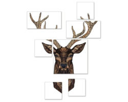 Leinwandbild Hirsch 7er-Set 110x88 cm