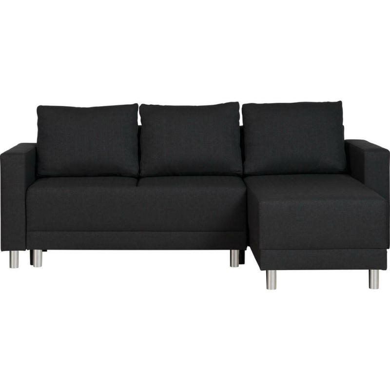 Ecksofa in Webstoff Schwarz