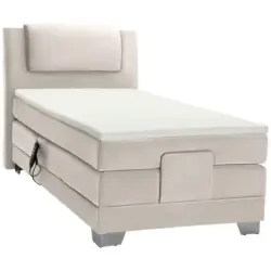 Boxspringbett 100/200 cm in Creme, Champagner