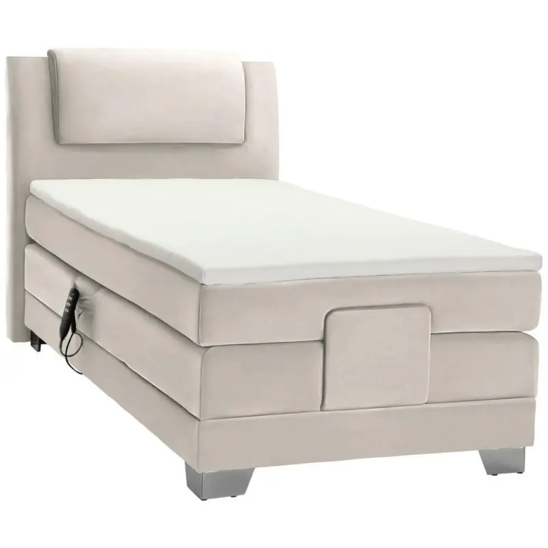 Boxspringbett 100/200 cm in Creme, Champagner