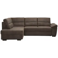 Ecksofa in Lederlook Dunkelbraun