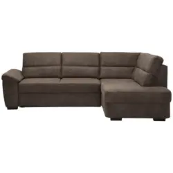 Ecksofa in Lederlook Dunkelbraun