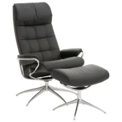 Relaxsesselset in Leder Schwarz