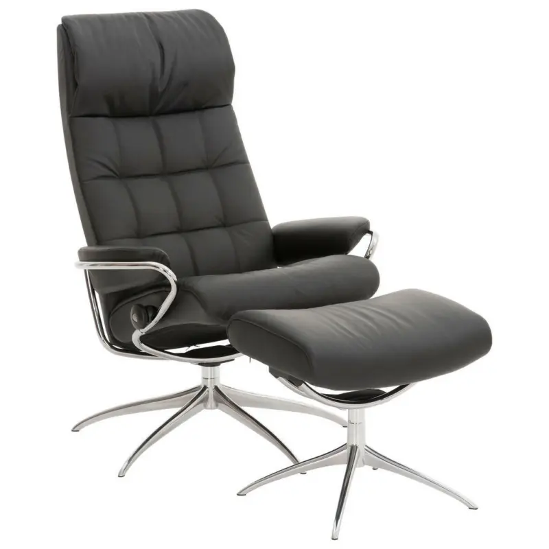 Relaxsesselset in Leder Schwarz