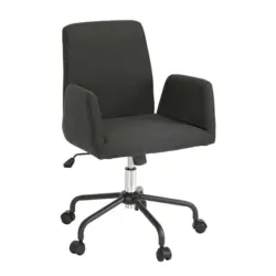 Drehstuhl in Webstoff Schwarz, Chromfarben