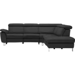 Ecksofa in Flachgewebe Schwarz
