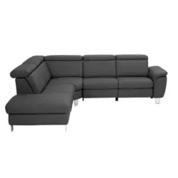 Ecksofa in Echtleder Anthrazit