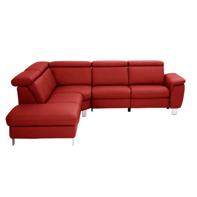 Ecksofa in Echtleder Rot