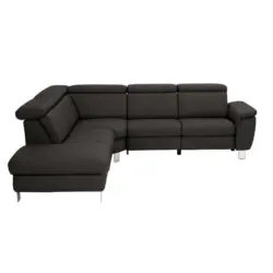 Ecksofa in Echtleder Dunkelbraun