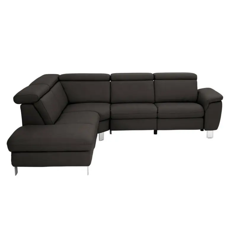 Ecksofa in Echtleder Dunkelbraun
